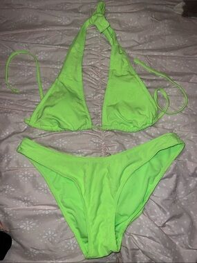 wild fable Neon Green Triangle Bikini Set